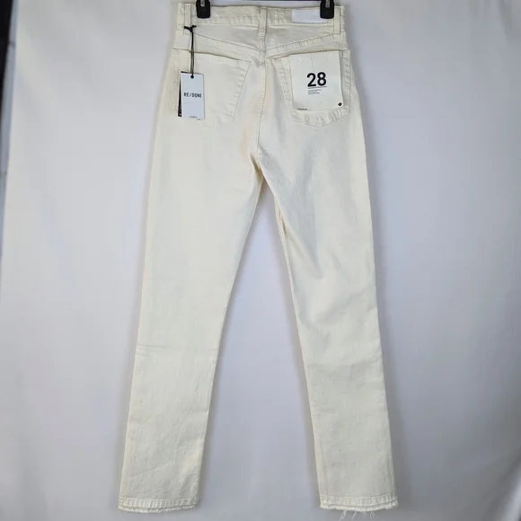 Re/Done 70S High Rise Skinny Bootcut Jean Button Fly Frayed Vintage White 28 NWT - Picture 8 of 15